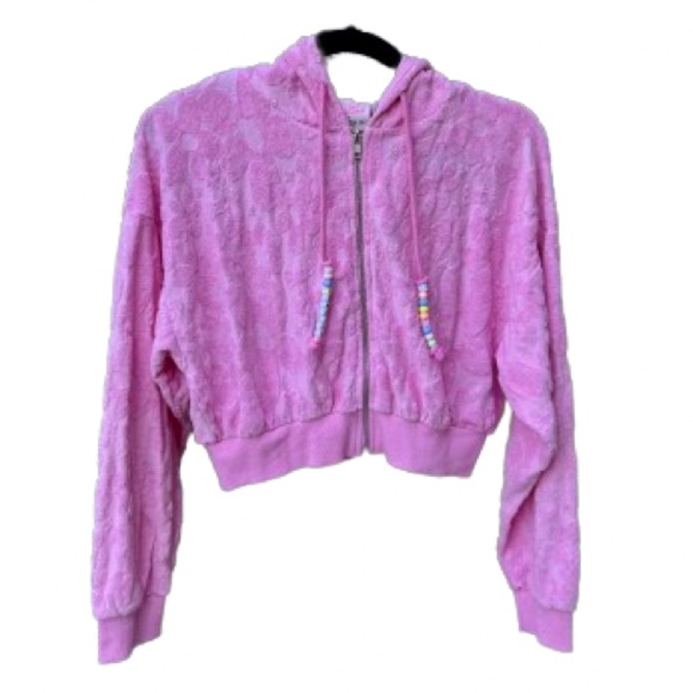 Barbie™ Pink Floral Cropped Zip-Up Hoodie - Picture 8 of 14
